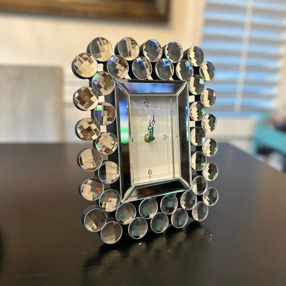 Silver Crystal Tabletop Clock
